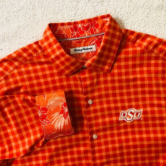 Oklahoma State Cowboys OSU Tommy Bahama Plaid Button Up Shirt Men's Medium - Picture 1 of 7